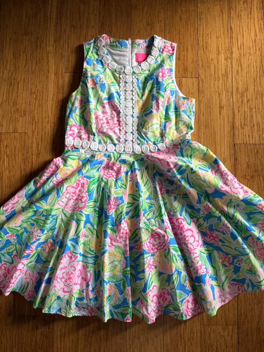 Lilly Pulitzer Floral Fit-and-Flare Dress in Pink, Blue & Green